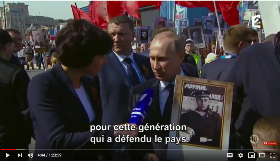 Screenshot Youtube. Poutine - Le Nouvel Empire. Pour cette génération qui a défendu le pays. 2019-01-27